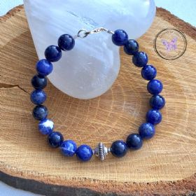 Sodalite Bracelet With Fancy Silver Bead